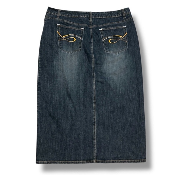 Y2K No Boundaries Stretch Denim Maxi Jean Skirt Front Slit Juniors Plus Size 21 - Picture 2 of 16